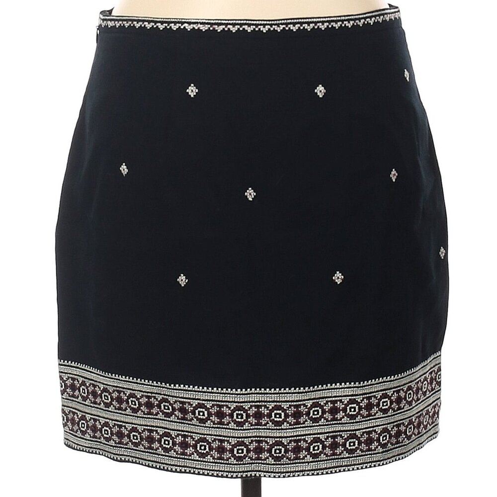 Madewell Summer Cotton Embroidered Black Gamine Skirt Size 6 TTS